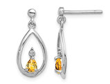 1/5 Carat (ctw) Yellow Citrine Dangle Earrings in Sterling Silver
